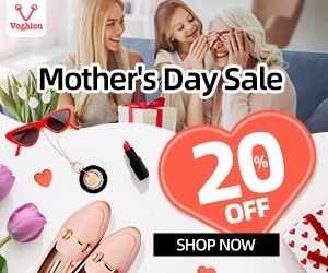 Mother's Day sale ad with 20% off, featuring gifts and happy women.